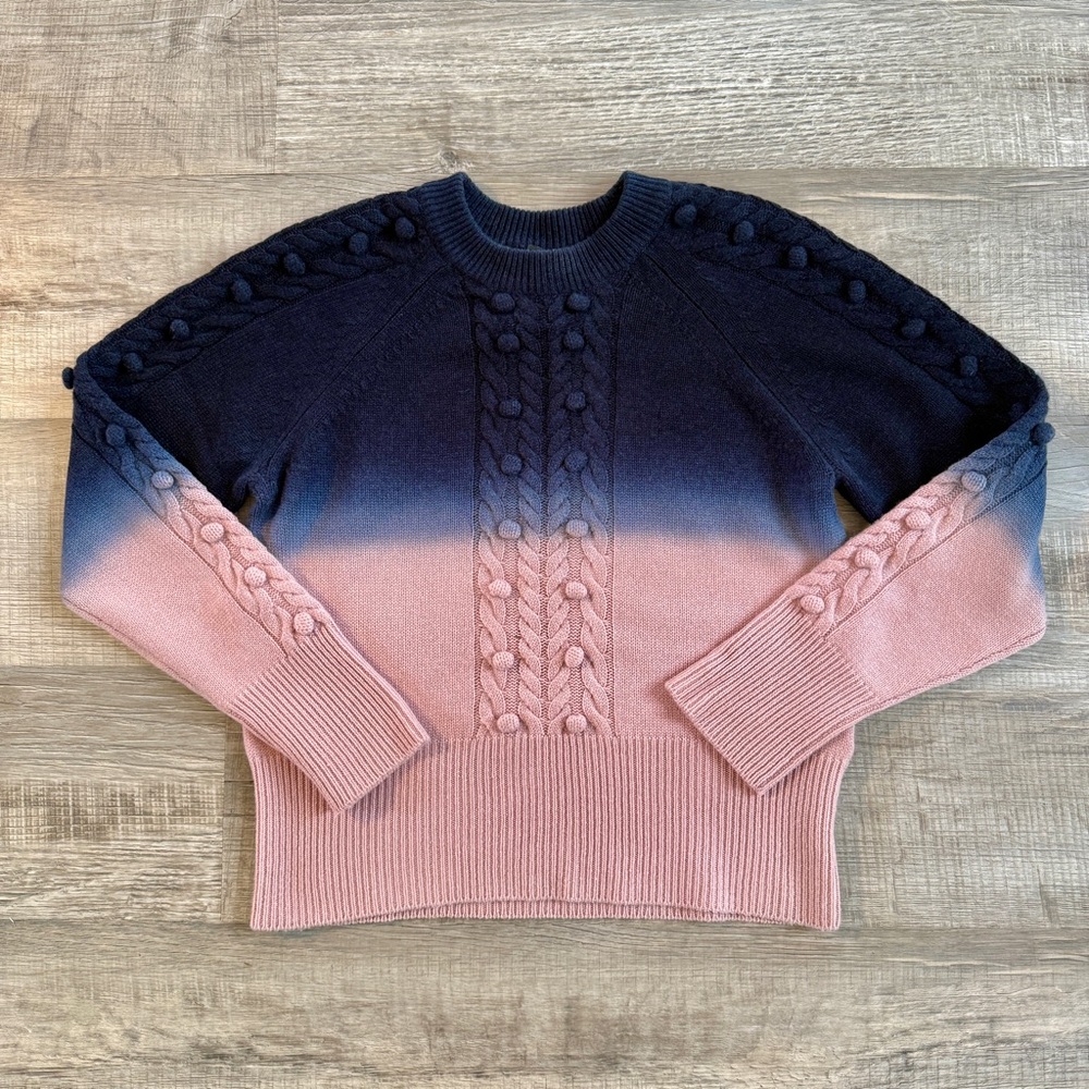 NAADAM Zayaa Cashmere/Wool Cable Knit Dip Dye Ombre Sweater (size XS)